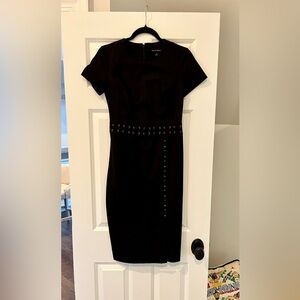 *BANANA REPUBLIC* BLACK SHEATH DRESS SILVER GROMMET AND LACING DETAIL- SIZE 2